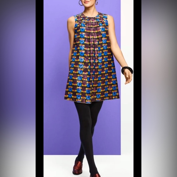 Anna Sui M Lurex Shift Dress Circles Sleeveless Holiday - Picture 1 of 10